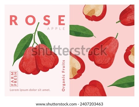 Rose Apple packaging design templates, watercolour style vector illustration.