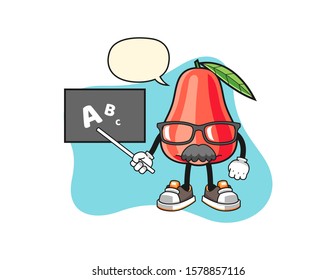 Rose apple teacher with speech bubble cartoon. Mascot Character vector.