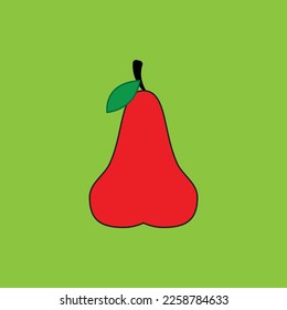 Rose apple vector flat style icon, symbol and illustration. Isolated on green background