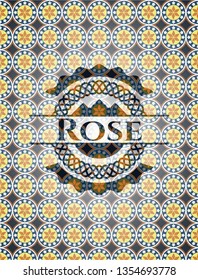 Rose arabic emblem background. Arabesque decoration.