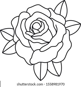 rose art black white old school ink tattoo