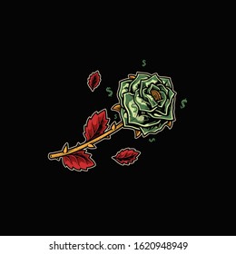 Rose Art Design, Money Illustration,  Editable Vector Graphic