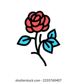 rose art tattoo vintage color icon vector. rose art tattoo vintage sign. isolated symbol illustration