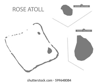 Rose Atoll American Samoa Map Grey Illustration Silhouette