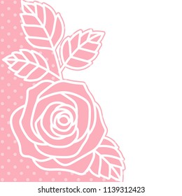 Rose background, rose doodle on polka dot background with copy space