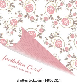 Rose background flower invitation card. Romantic floral vintage design. Vector illustration background