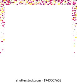 Rose Banner Heart Backdrop. Purple Pretty Illustration. Yellow Confetti Pattern. Red Burst Frame. Decoration Texture.