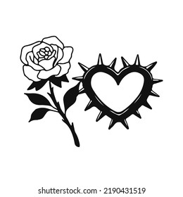 rose and barbed wire vector illustration