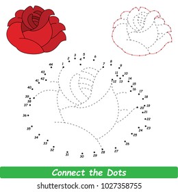 Rose Beautiful. Dot to Dot Educational Game for Kids.