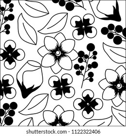 rose beautiful with flower and leafs pattern