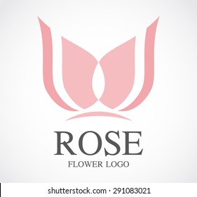 Rose beauty logo element design vector shape icon symbol template woman abstract business shop salon spa