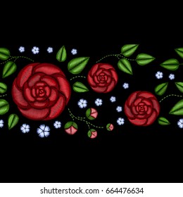 Rose and bird embroidery. Beautiful patch or pattern for a shirt, T-shirt. Drawing for fabric