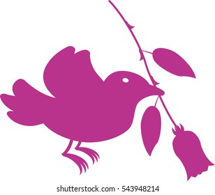 Rose and bird love icon