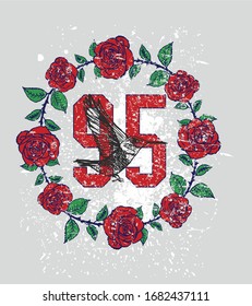 Rose and birds graphic design vector art