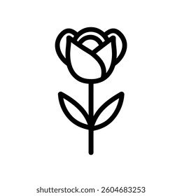 Rose black Floral outline icon and white background design