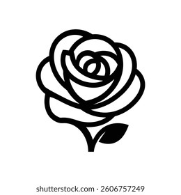 Rose Black icon and White background design