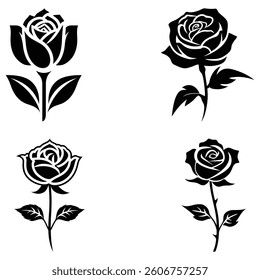 Rose Black icon and White background design