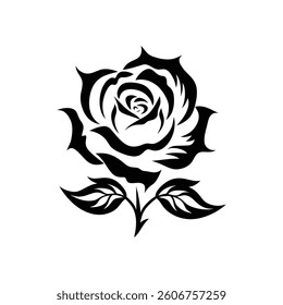 Rose Black icon and White background design