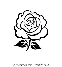Rose Black icon and White background design