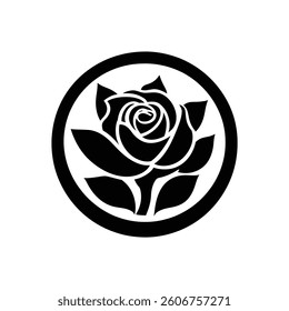Rose Black icon and White background design
