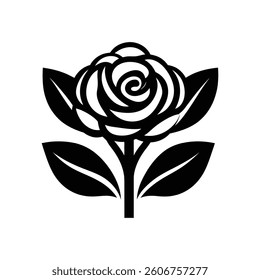 Rose Black icon and White background design