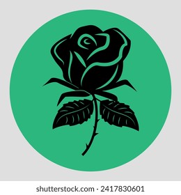 Rose. Silueta negra. Icono. Vector en fondo gris