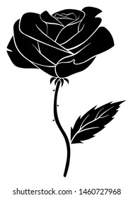 Rose black silhouette. Isolated vector illustration roses isolated on white background.