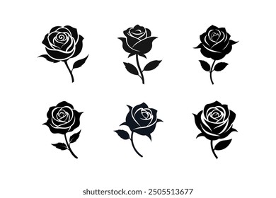 Rose black silhouette Vector illustration   