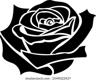 Rose black stencil. Flower tattoo. Ornament element