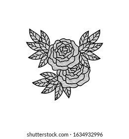 rose black white background vector logo design