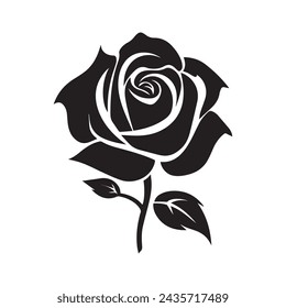 Fondo blanco y negro de la silueta del icono de Rose. Diseño de ilustración vectorial.