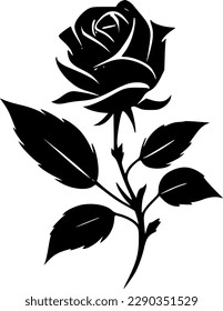 Rose - Icono aislado en blanco y negro - Ilustración vectorial