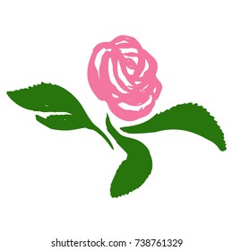 Rose blossom flower isolated abstract silhouette, tattoo graphic art symbol, ecology stylized vector illustration
