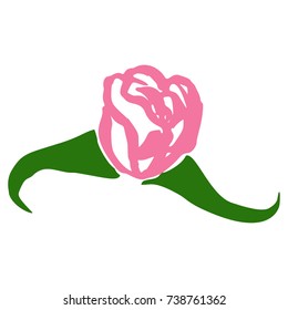 Rose blossom flower isolated abstract silhouette, tattoo graphic art symbol, ecology stylized vector illustration