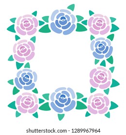 Rose blossom frame, place for text from roses, flowers bounding box, floral border, vector illustration
