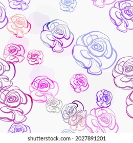 rose blue flower vector seamless bright pattern multicolor