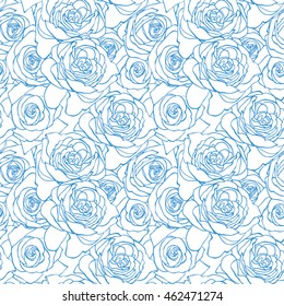 Rose blue pattern. Abstract floral background