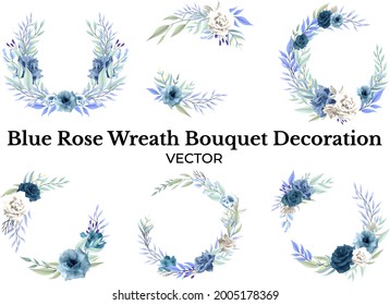 Rose blue vector flower bouquet decoration