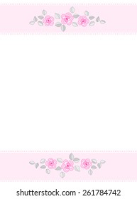 Rose border with beautiful pink roses. for Birthday , mother's day , bridal shower , wedding Invitations / greeting cards
