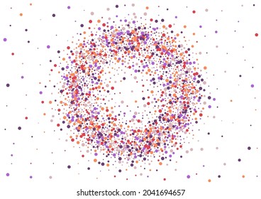 Rose Border Confetti Frame. Surprise Dot Background. Red Round Spread Card. Color Circle Illustration.