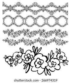 Rose. Border and vignettes. Seamless.Vector