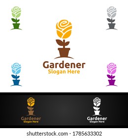 Rose Botanical Gardener Logo Design