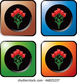 rose bouquet colored square web buttons