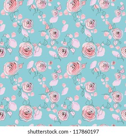 Rose bouquet design. Seamless pattern