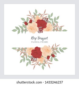 Rose bouquet floral frame for multi purpose background