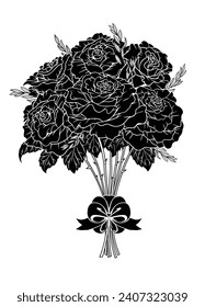 Rose Bouquet Flower Hand Drawn Illustration
