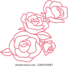 Rose bouquet line art design. Floral vector illustration. Happy special occasion.