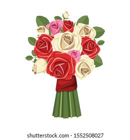 Rose bouquet vector design illustration isolated on white background