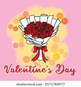 Rose bouquet vector illustration. flower valentine day. Gift for special day like valentine day, women's day.