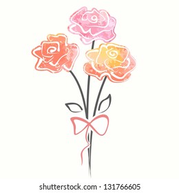 Rose bouquet. Vector watercolor illustration with flowers.